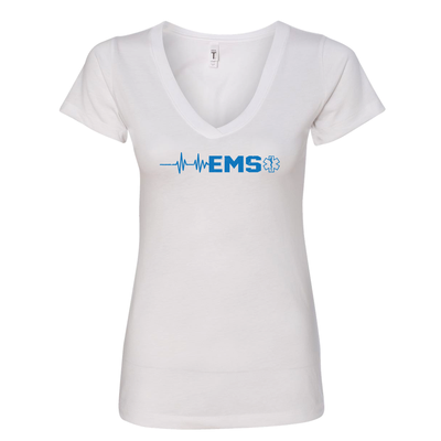 FFC 343 EMS Heartbeat Women's V-Neck Shirt in White