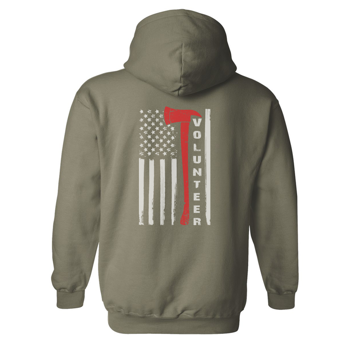 FFC 343 Flag Axe Volunteer Firefighter Hoodie