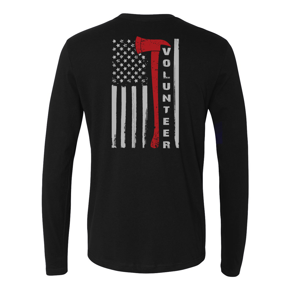 FFC 343 Flag Axe Volunteer Firefighter Long Sleeve Shirt