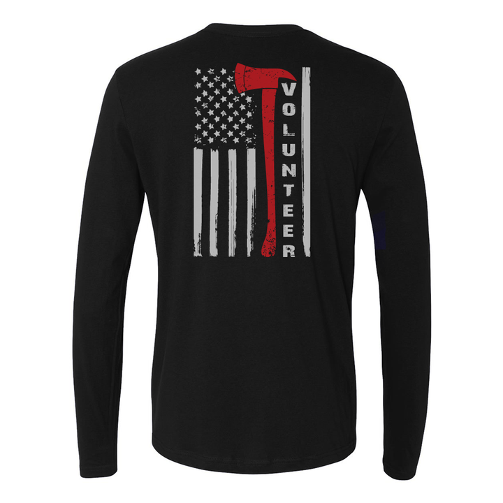 FFC 343 Flag Axe Volunteer Firefighter Long Sleeve Shirt
