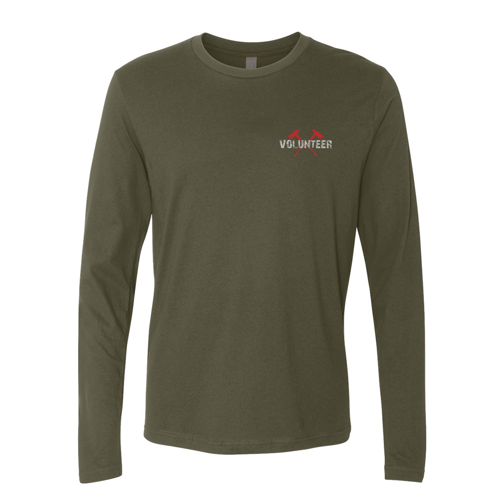 FFC 343 Flag Axe Volunteer Firefighter Long Sleeve Shirt