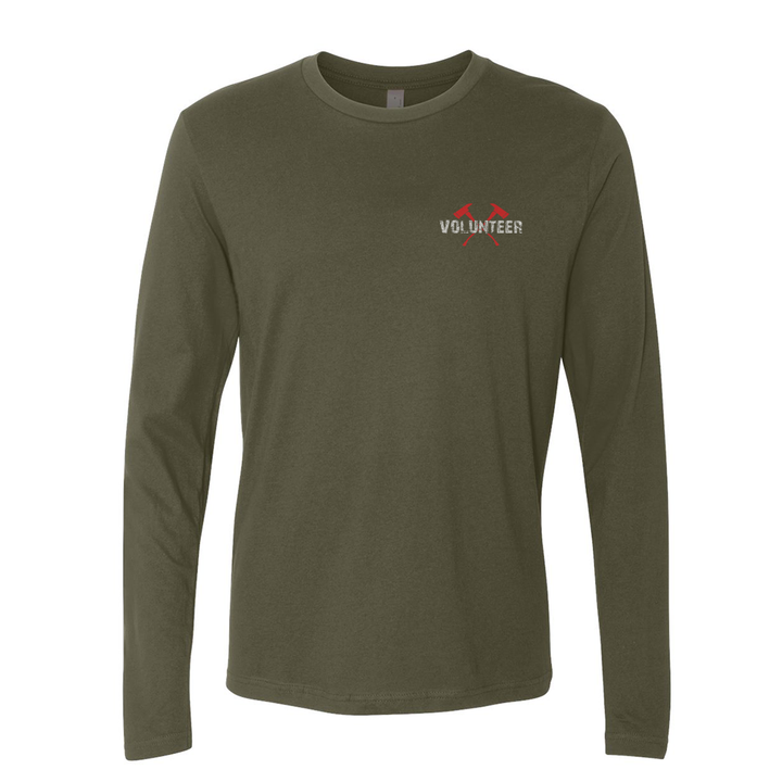 FFC 343 Flag Axe Volunteer Firefighter Long Sleeve Shirt