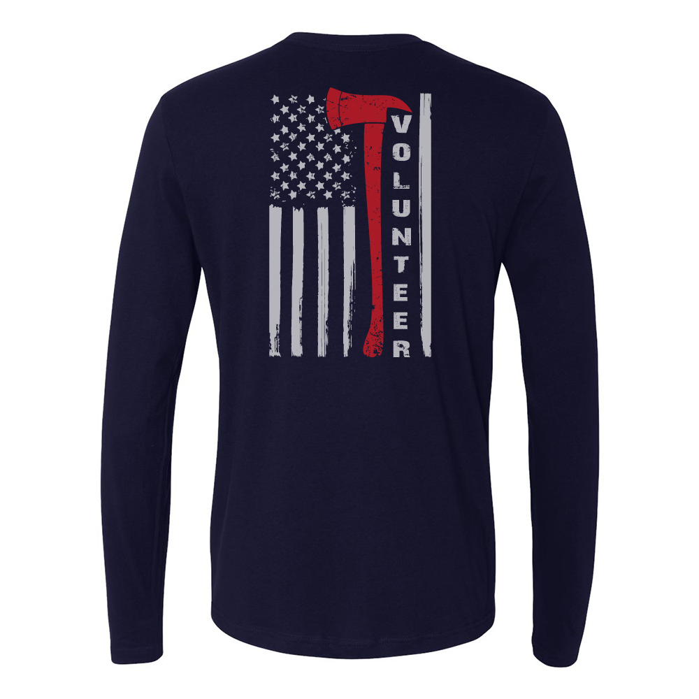 FFC 343 Flag Axe Volunteer Firefighter Long Sleeve Shirt