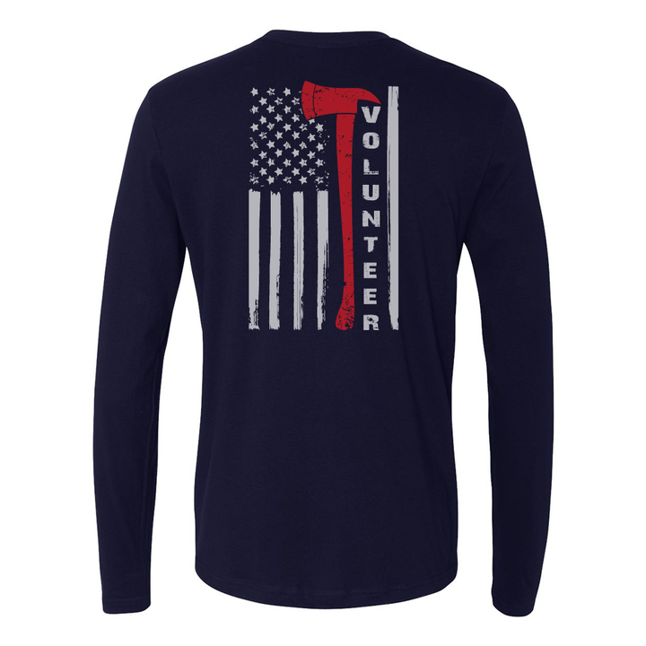 FFC 343 Flag Axe Volunteer Firefighter Long Sleeve Shirt