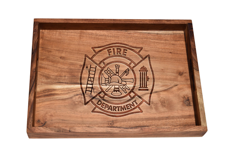 Firefighter Maltese Wood Serving Tray