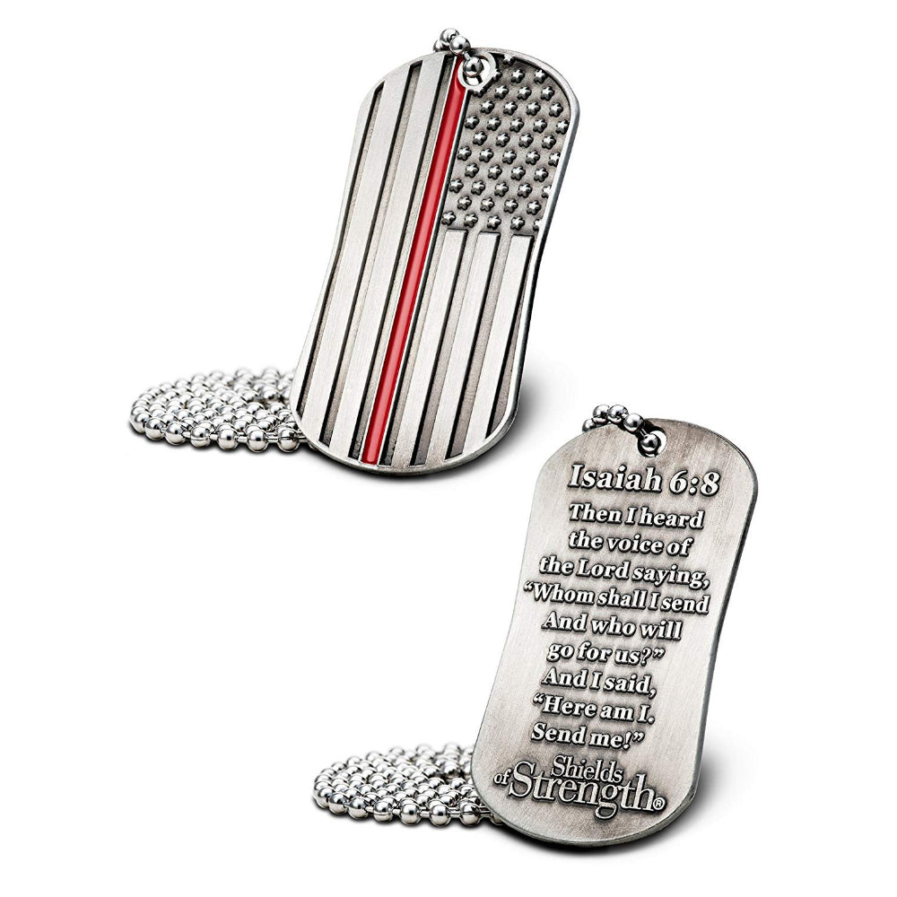 Thin Red Line American Flag Dog Tag