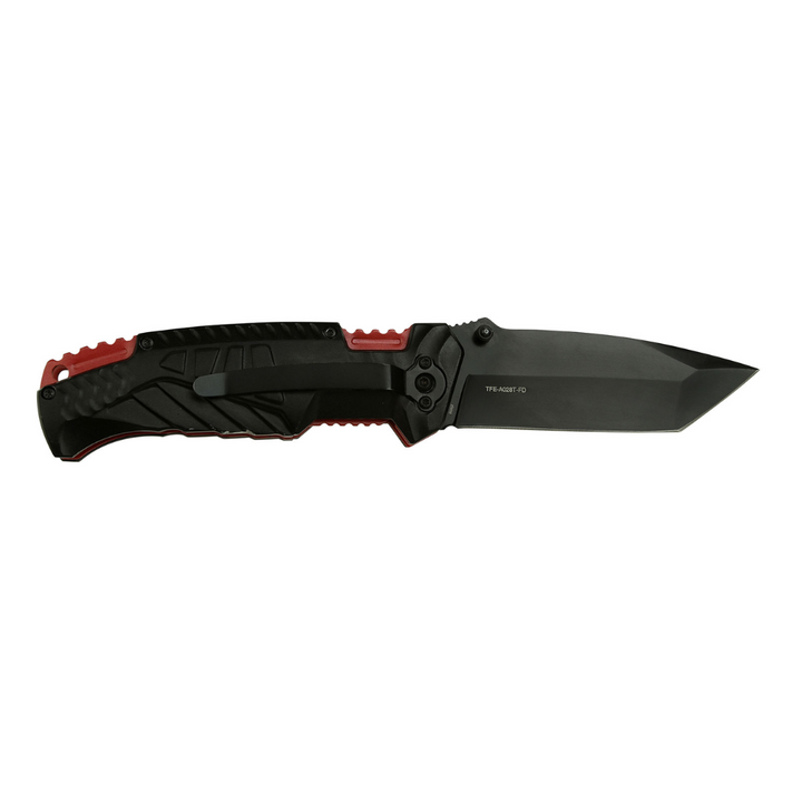 Red and Black Firefighter Knife with Pocket Clip