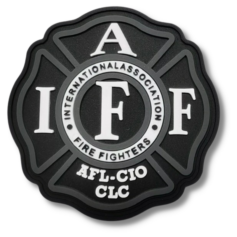Black, Grey and White IAFF 2 Inch Patch for Firefighter Radio Strap, Hat, or Molle Bag