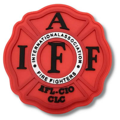 Red, Black and White IAFF 2 Inch Patch for Firefighter Radio Strap, Hat, or Molle Bag