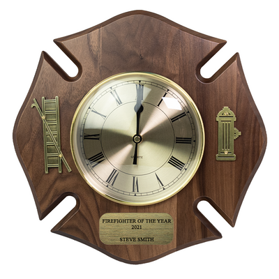 Personalized Firefighter Maltese Clock-Walnut