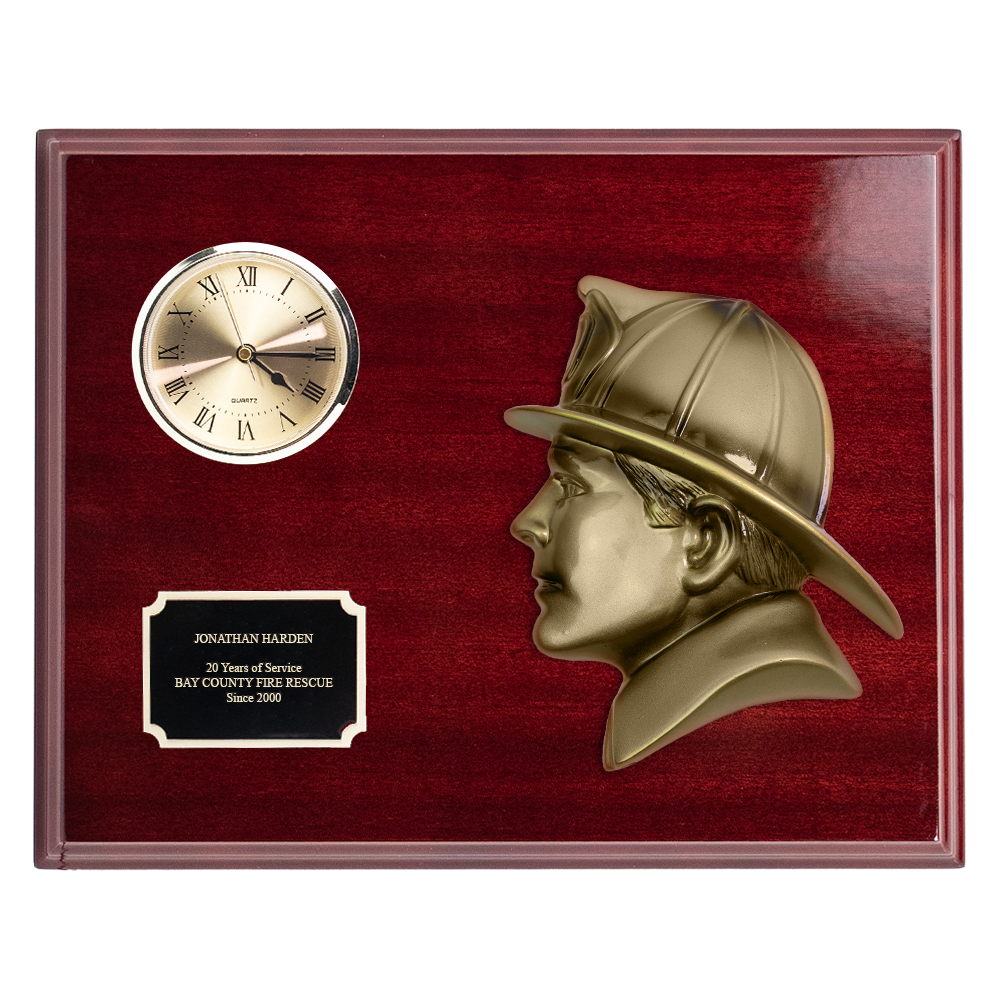 Fireman Clock and Plaque