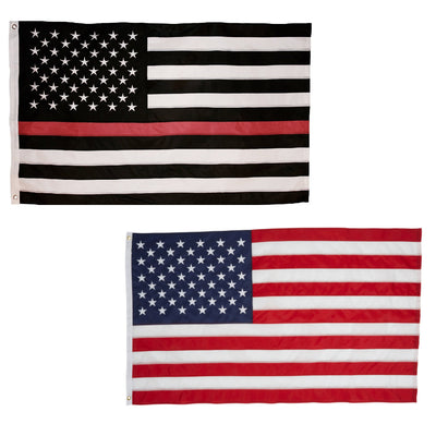 Thin Red Line and Classic American Flag Combo Pack for Outdoor 3x5 feet