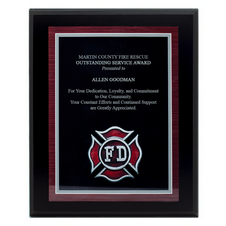 Fire Department Plaque - Black