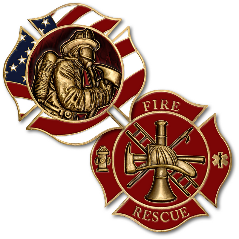 Fire Rescue Firefighter Maltese Challenge Coin