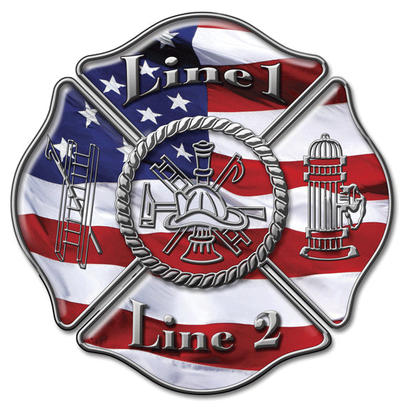 Customized Firefighter Maltese USA Flag Decal