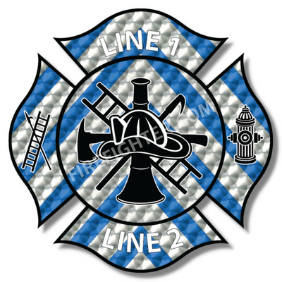 Blue and Silver Chevron Firefighter Maltese Decal