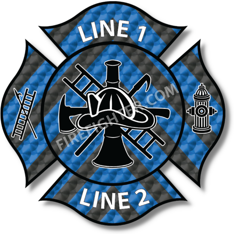 Blue and Charcoal Customized Fire Fighter Decal for Helmet or Truck