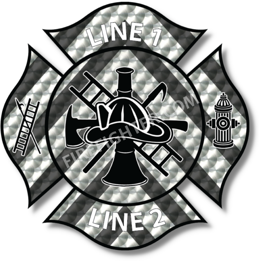 Silver and Charcoal Firefighter Decal with Customized Text