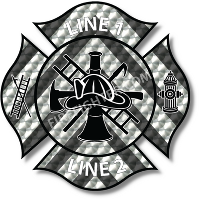 Silver and Charcoal Firefighter Decal with Customized Text