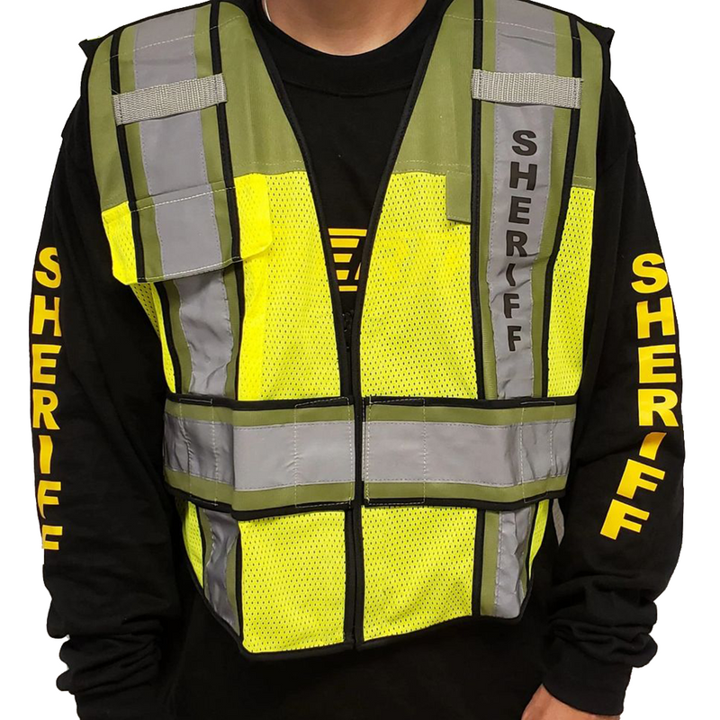 SHERIFF UltraBright Olive 6-Point Breakaway Public Safety Vest