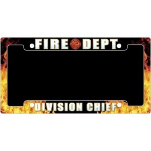 Firefighter rank license plate frame for Division Chief