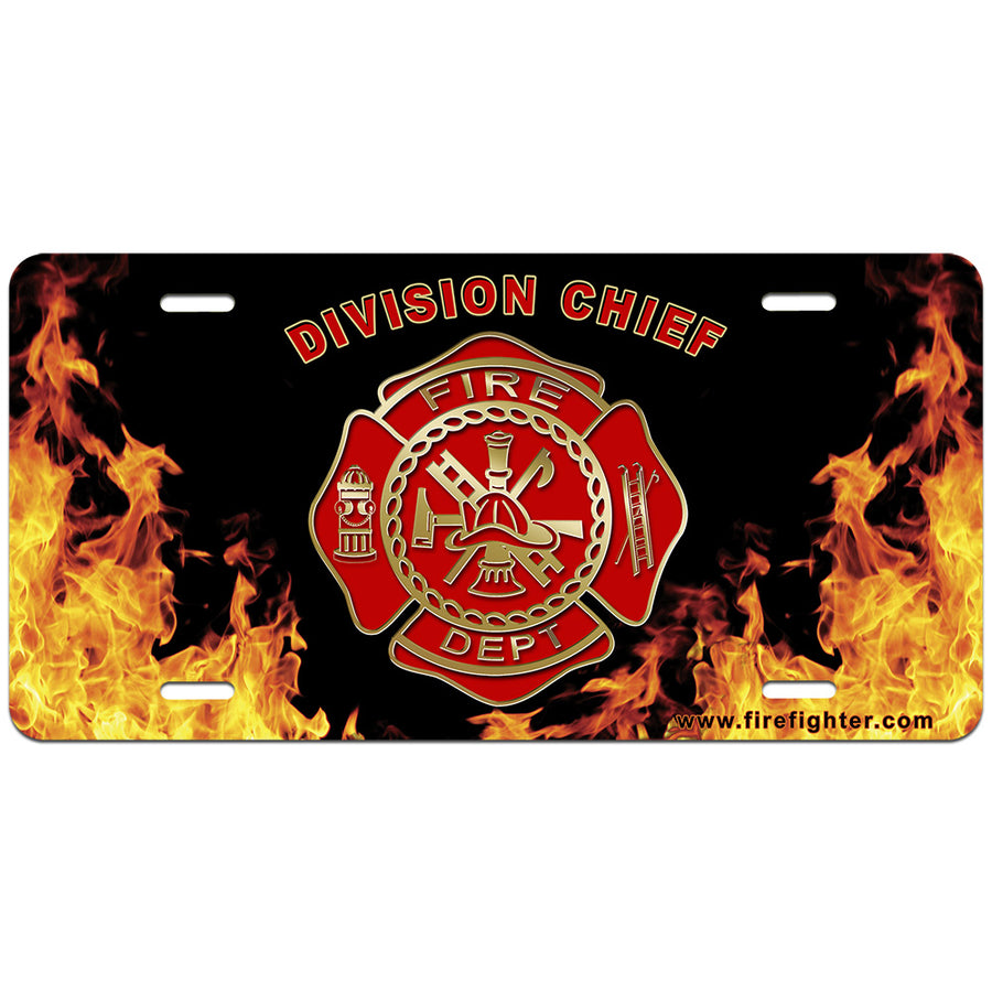 Division Chief custom firefighter license plate