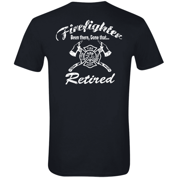 Premium t-shirt for retired firefighters with 'Been There Done That' graphic, made from 100% combed ringspun cotton for ultimate comfort.