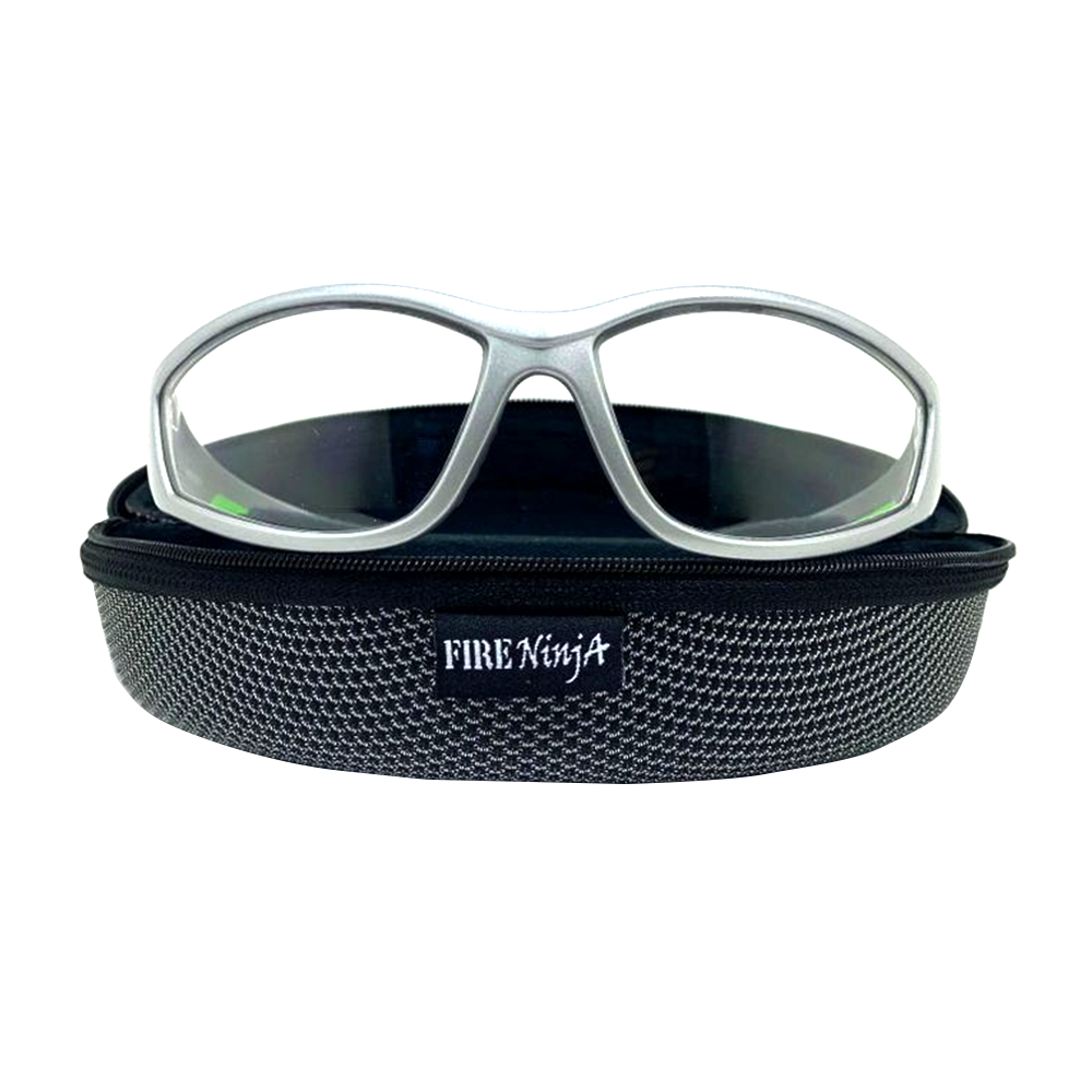 Silver & Green ULTRAFLEX (CLEAR) Safety Glasses EYE PROTECTION with Hard Case