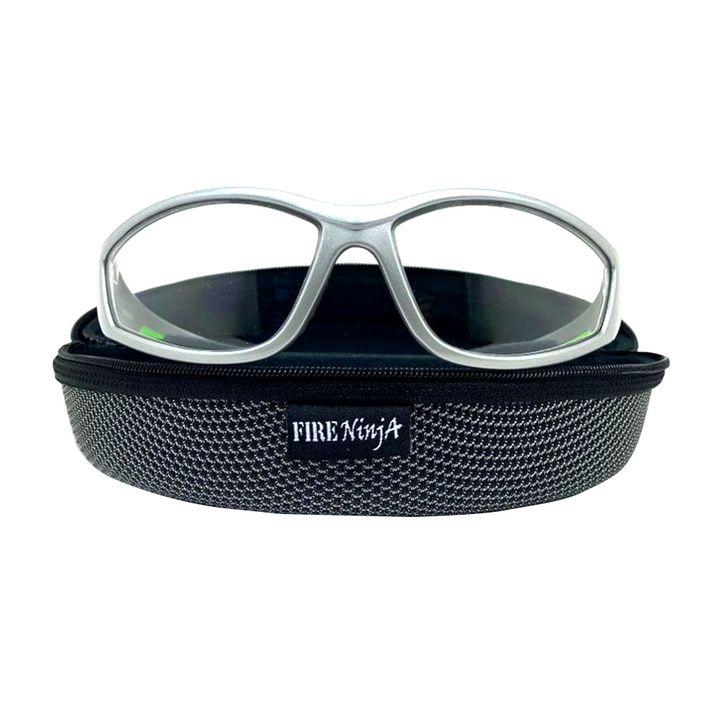 Silver & Green ULTRAFLEX (CLEAR) Safety Glasses EYE PROTECTION with Hard Case