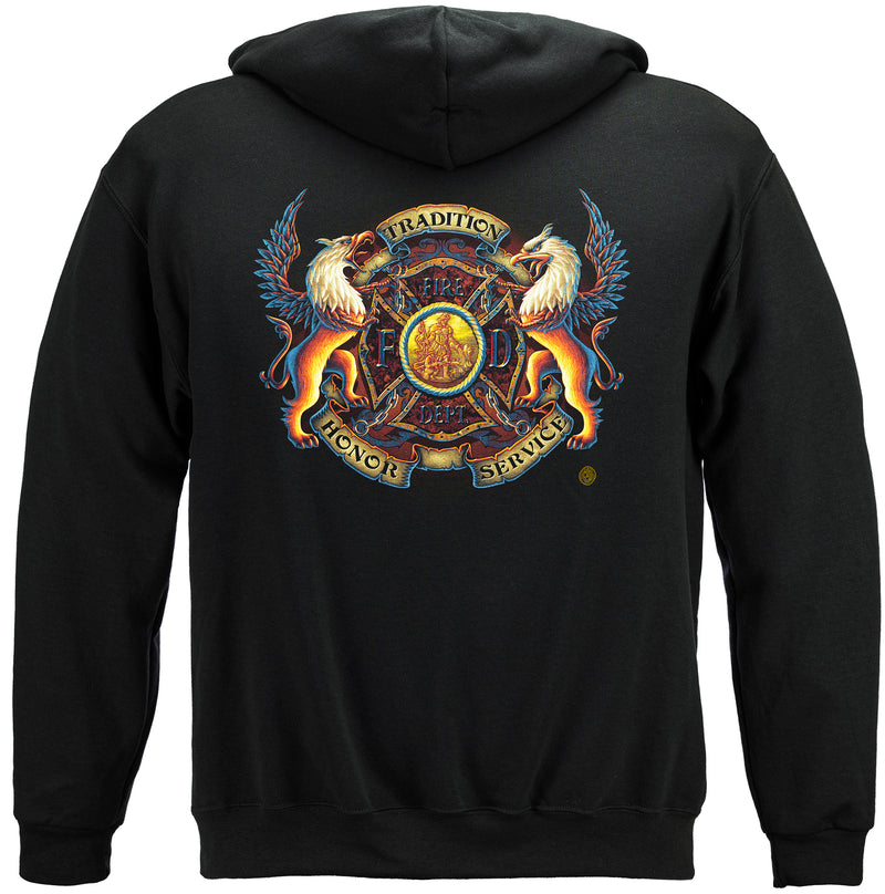 Firefighter Coat of Arms Hooded Sweat Shirt
