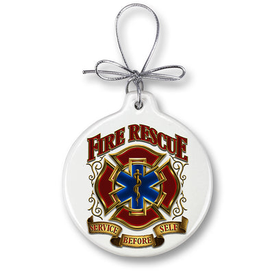 Fire Rescue Gold Shield Ornament