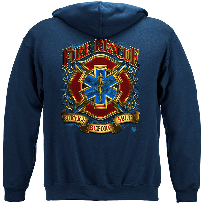 Fire Rescue Gold Shield Hooded Sweat Shirt
