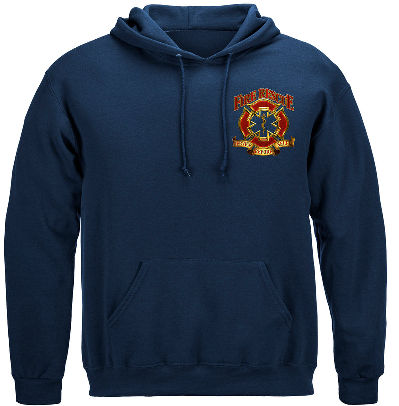 Fire Rescue Gold Shield Hooded Sweat Shirt
