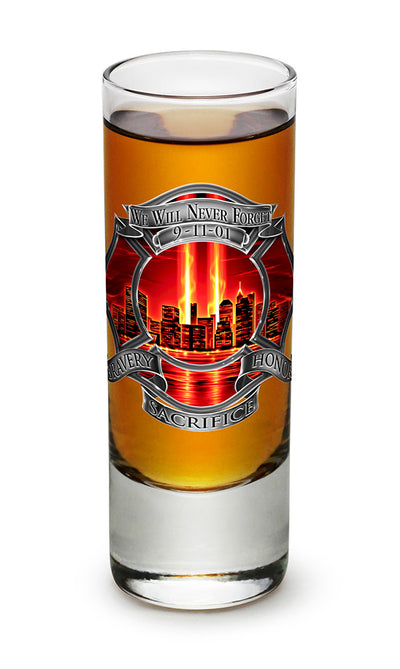 Red Tribute High Honor Firefighter Shooter Shot Glass