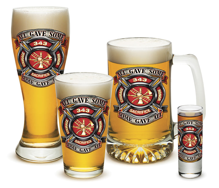 Fire Honor Courage sacrifice 343 badge Glassware Gift Set