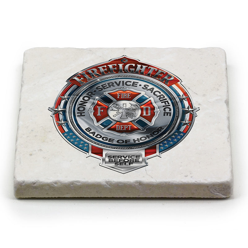 Fire Honor service Sacrifice Chrome Badge Coaster