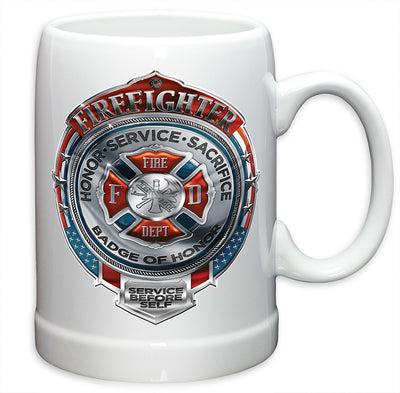 Fire Honor Service Sacrifice Chrome Badge German Beer Steins
