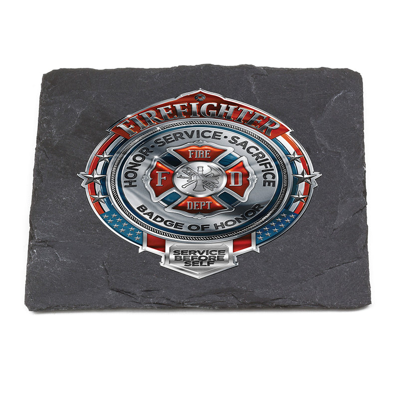 Fire Honor service Sacrifice Chrome Badge Coaster
