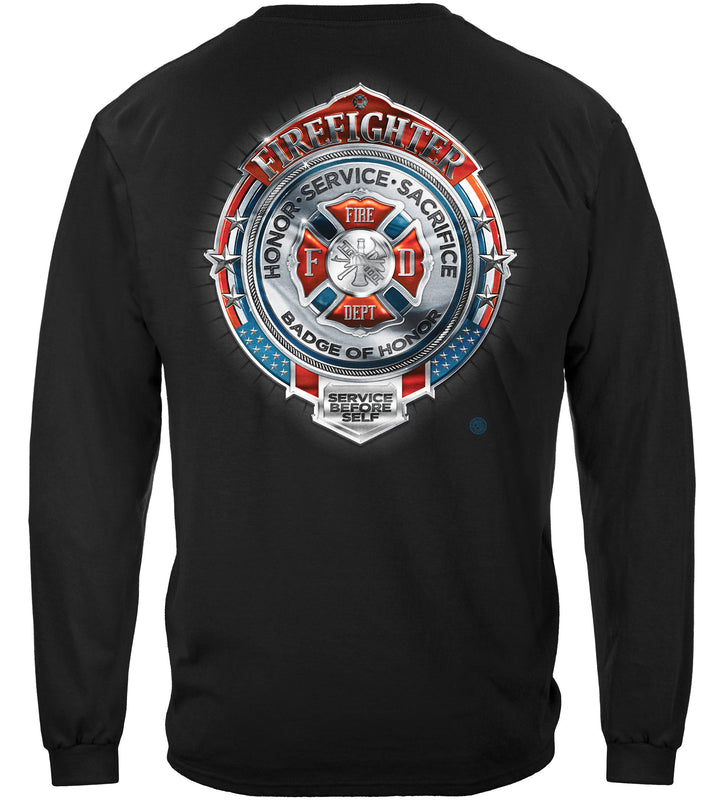 Fire Honor Service Sacrifice Chrome Badge Long Sleeves