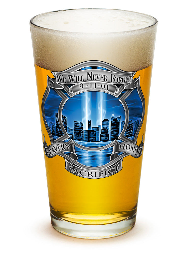 911 Firefighter Blue Skies Pint Glass