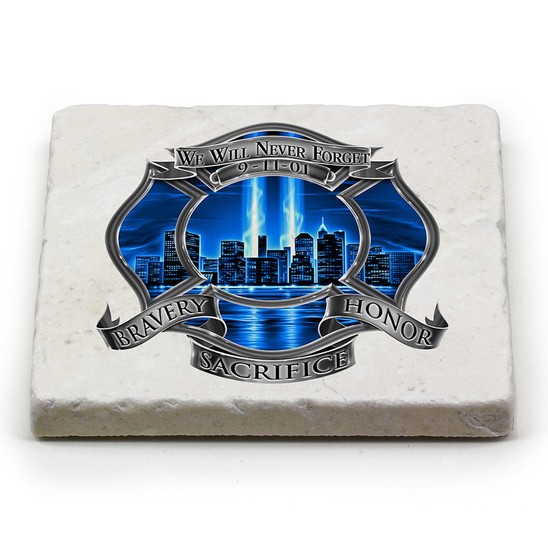 911 Firefighter Blue Skies We Will Never Forget Coaster