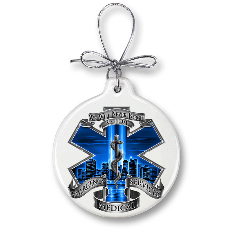 911 EMS Blue Skies We Will Never Forget Ornament
