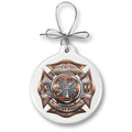 FIRE DEPT  polished brass diamond plate Ornament