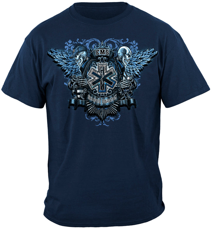 EMS Semper Paratus Skull T shirt