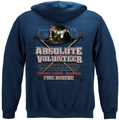 Absolute Volunteer Firefighter Blue Print Hooded Sweat Shirt