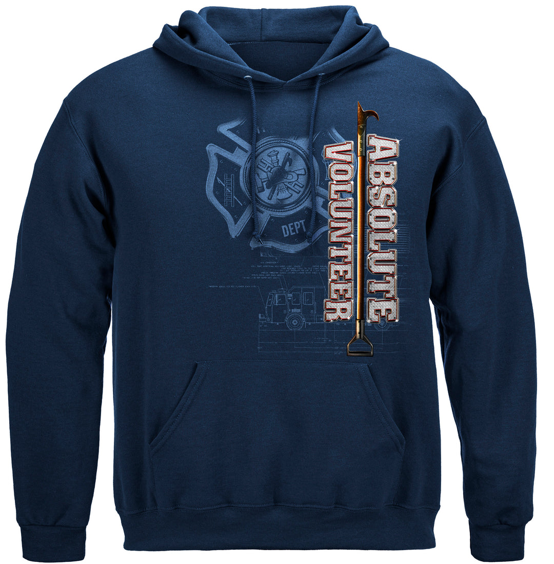 Absolute Volunteer Firefighter Blue Print Hooded Sweat Shirt