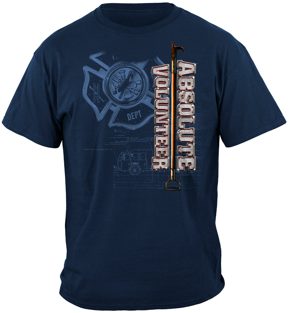 Absolute Volunteer Firefighter Blue Print T-SHIRT