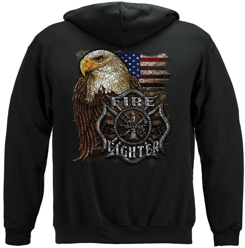 Firefighter Eagle And Flag Hooded Sweatshirt