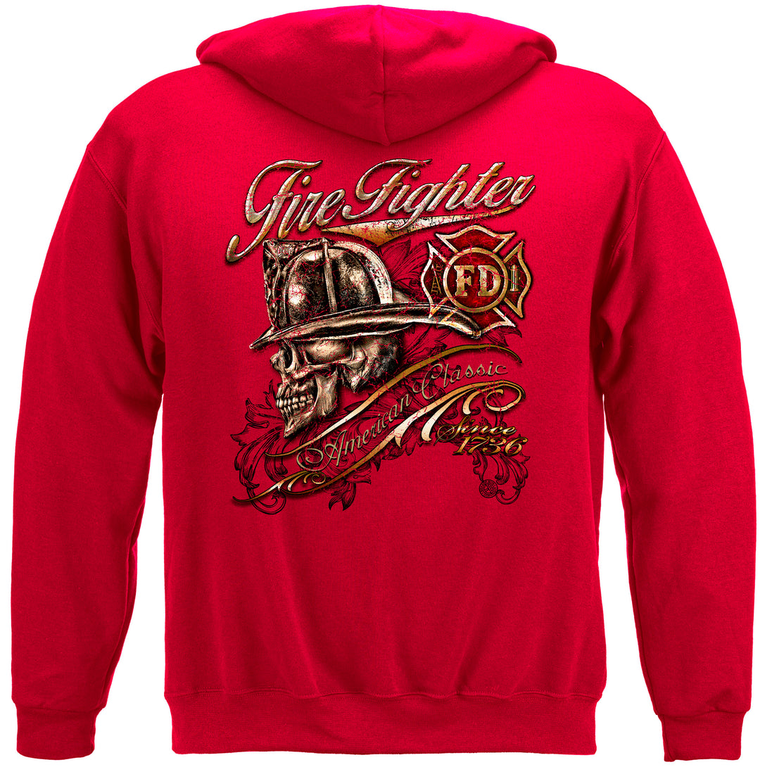 Firefighter Skull American Classic Hooded Sweat Shirt