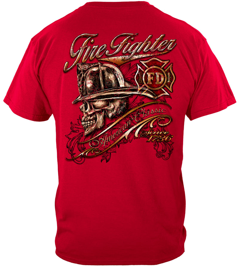 Red Firefighter Skull T-shirt